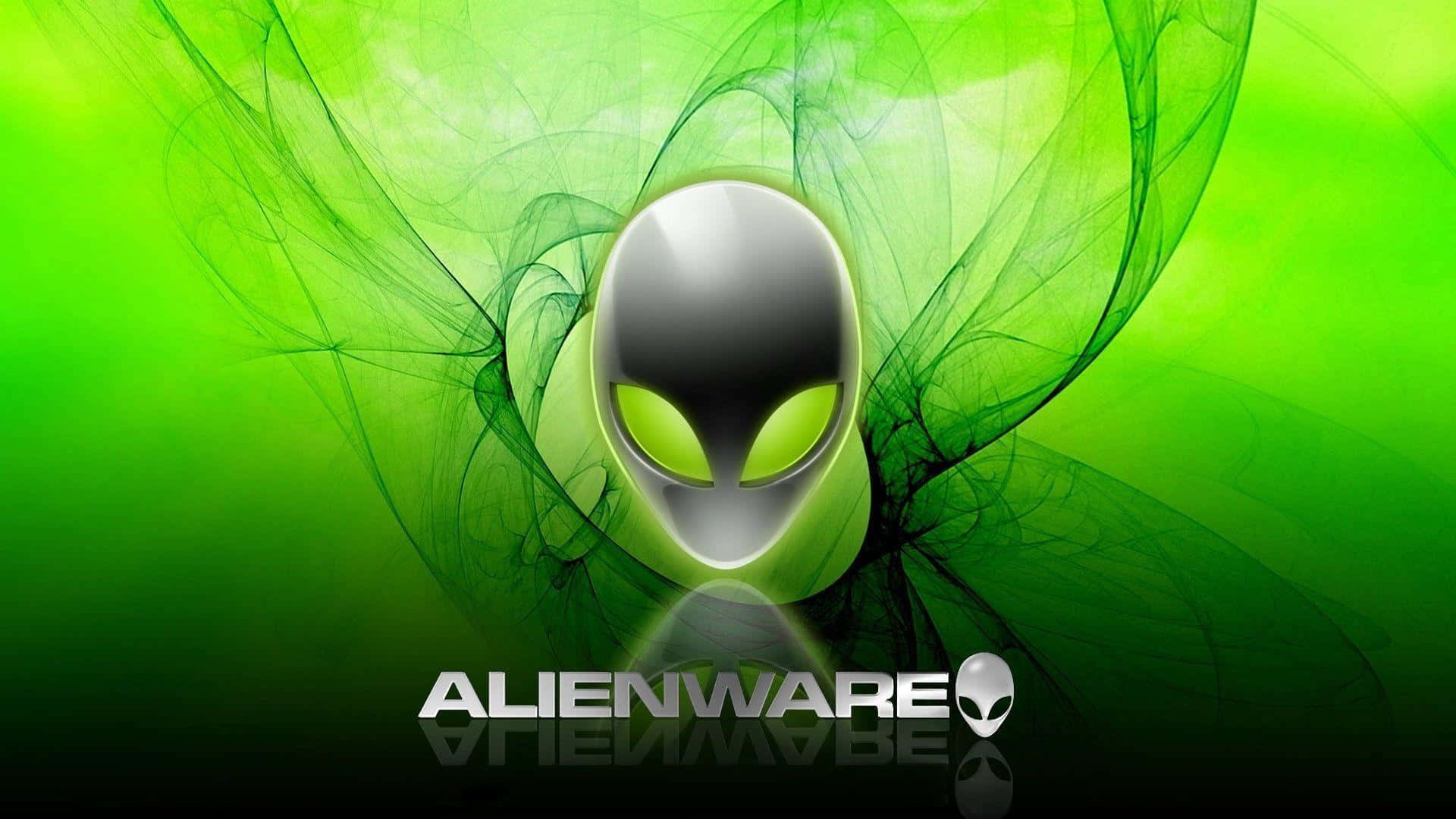 alienware logo on a green background