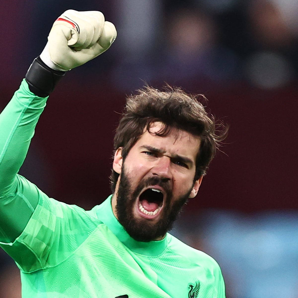 Alisson Becker Shouting With Fist Up Wallpaper