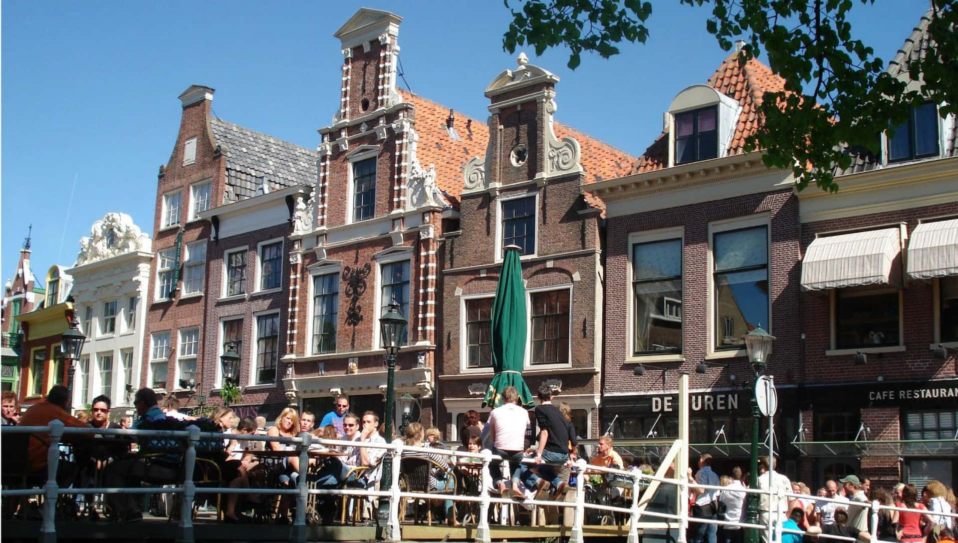 Alkmaar Canal Side Dining Wallpaper