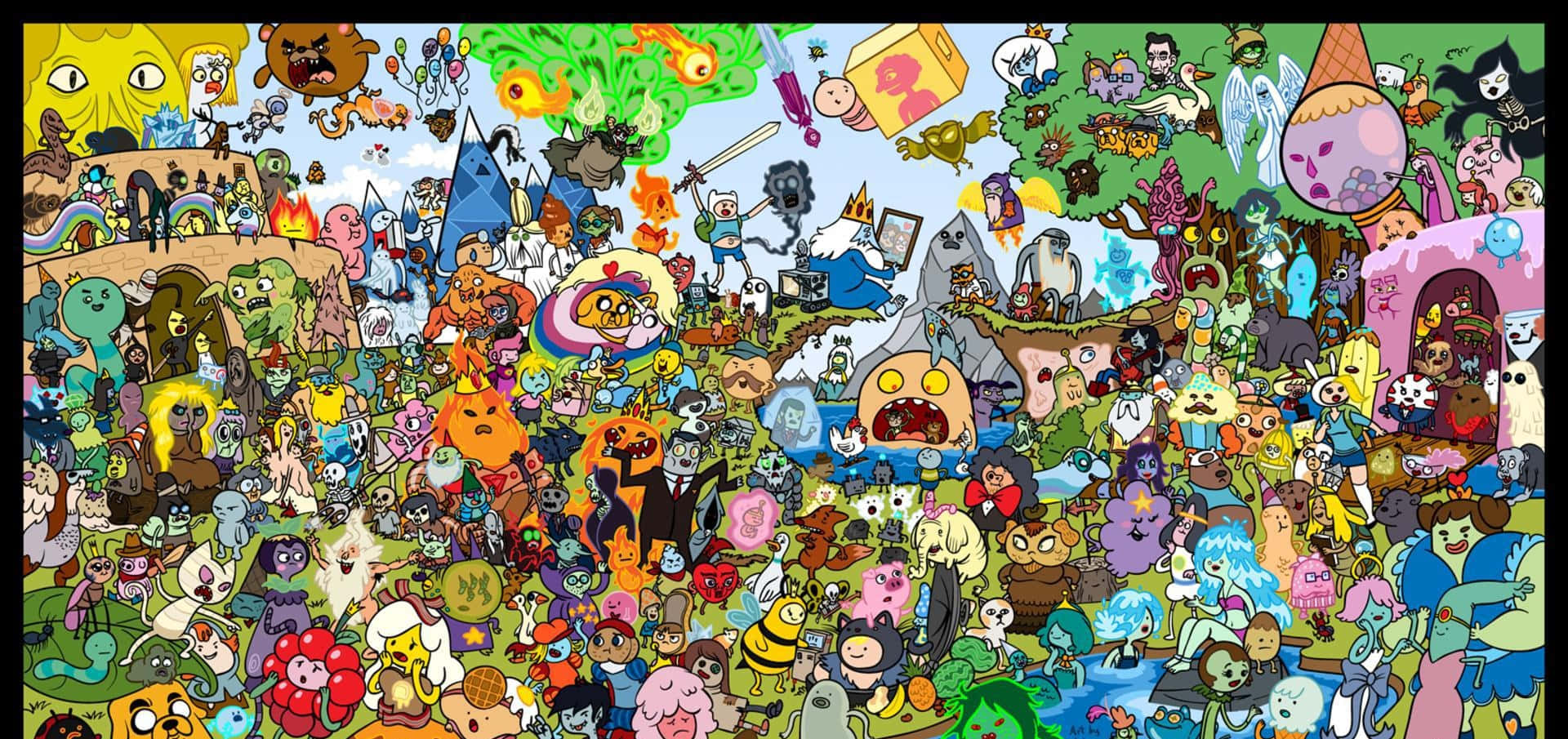 A Collection of Classic and Modern Cartoon Characters Wallpaper