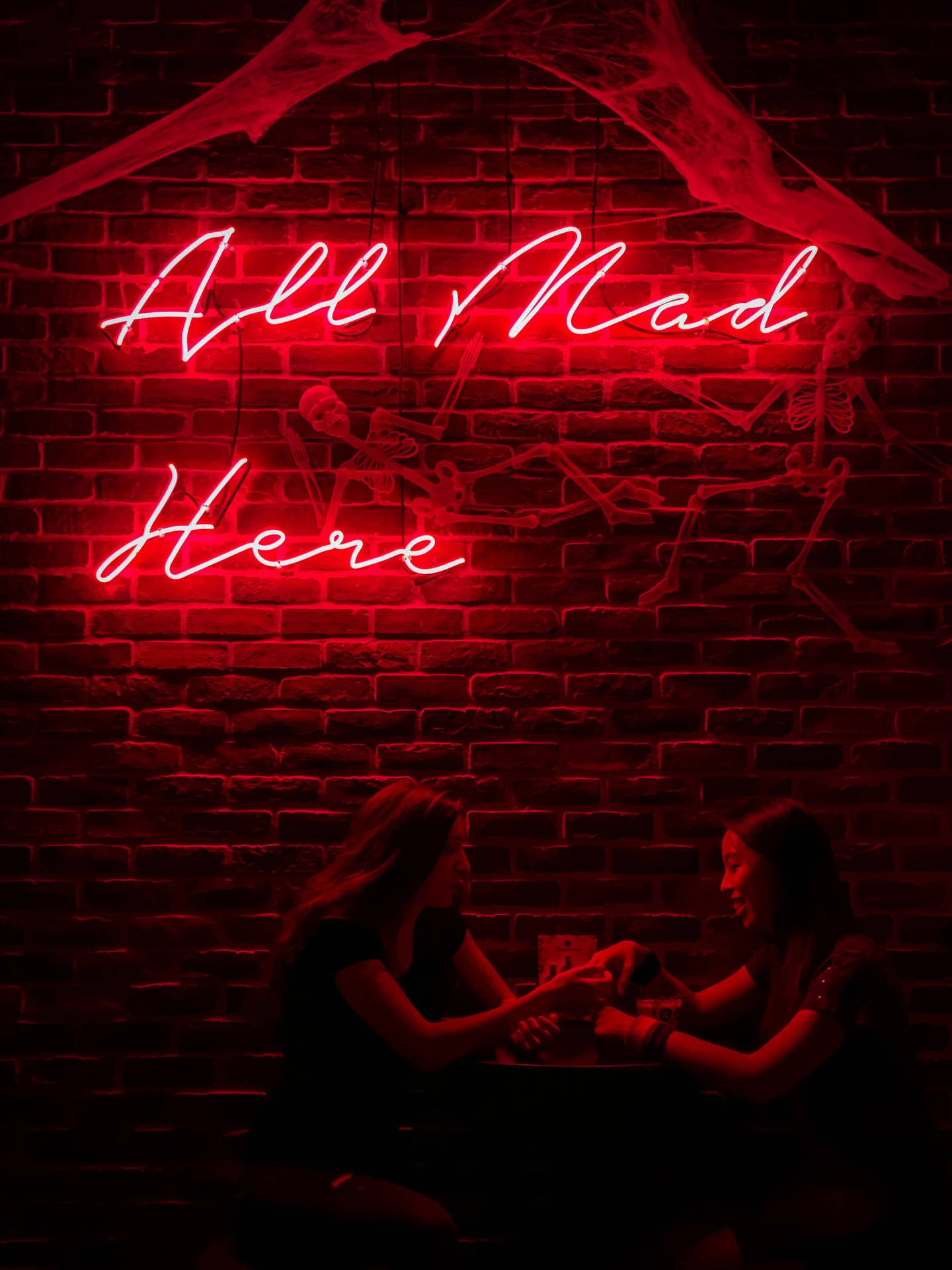 All Crazy Here Neon Red Wallpaper
