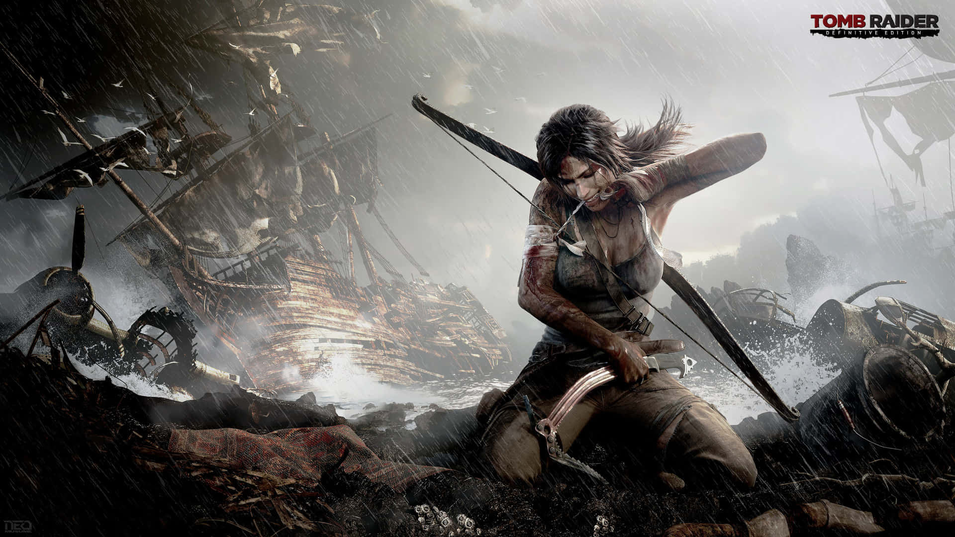 Tomb Raider er midt i et stormvejr. Wallpaper