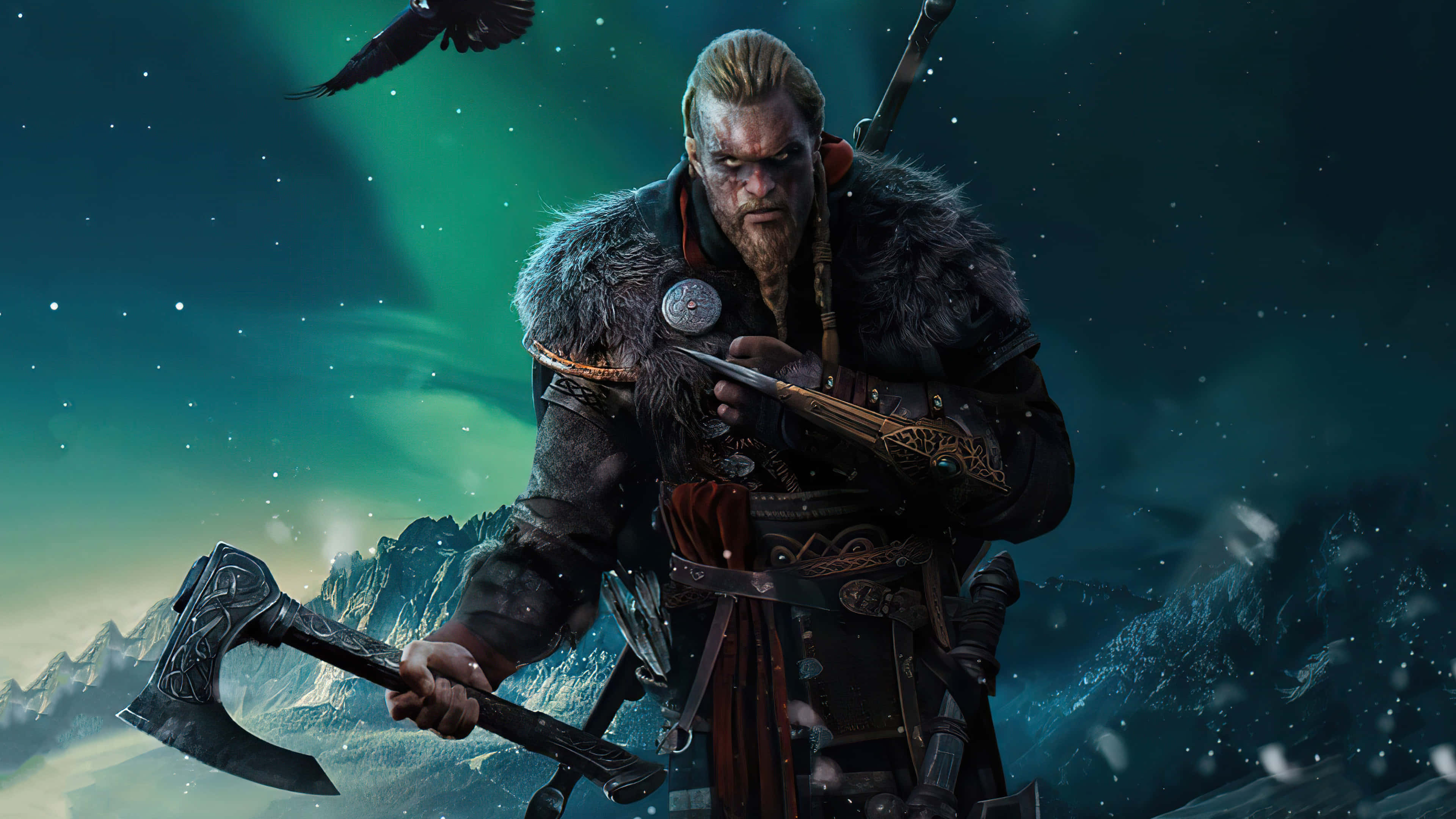 The Viking With An Axe And A Bird Wallpaper