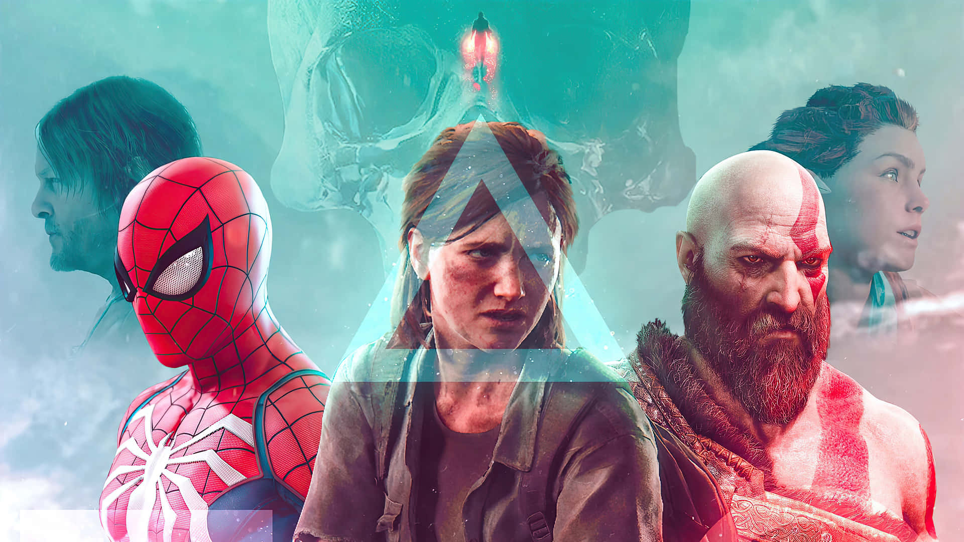 Einegruppe Von Menschen Mit Spiderman Und Einem Mann Im Hintergrund. Wallpaper
