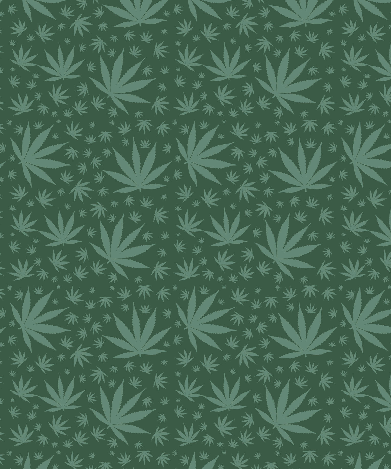 All-Green Phone Background With Weed Leaf Graphics Wallpaper