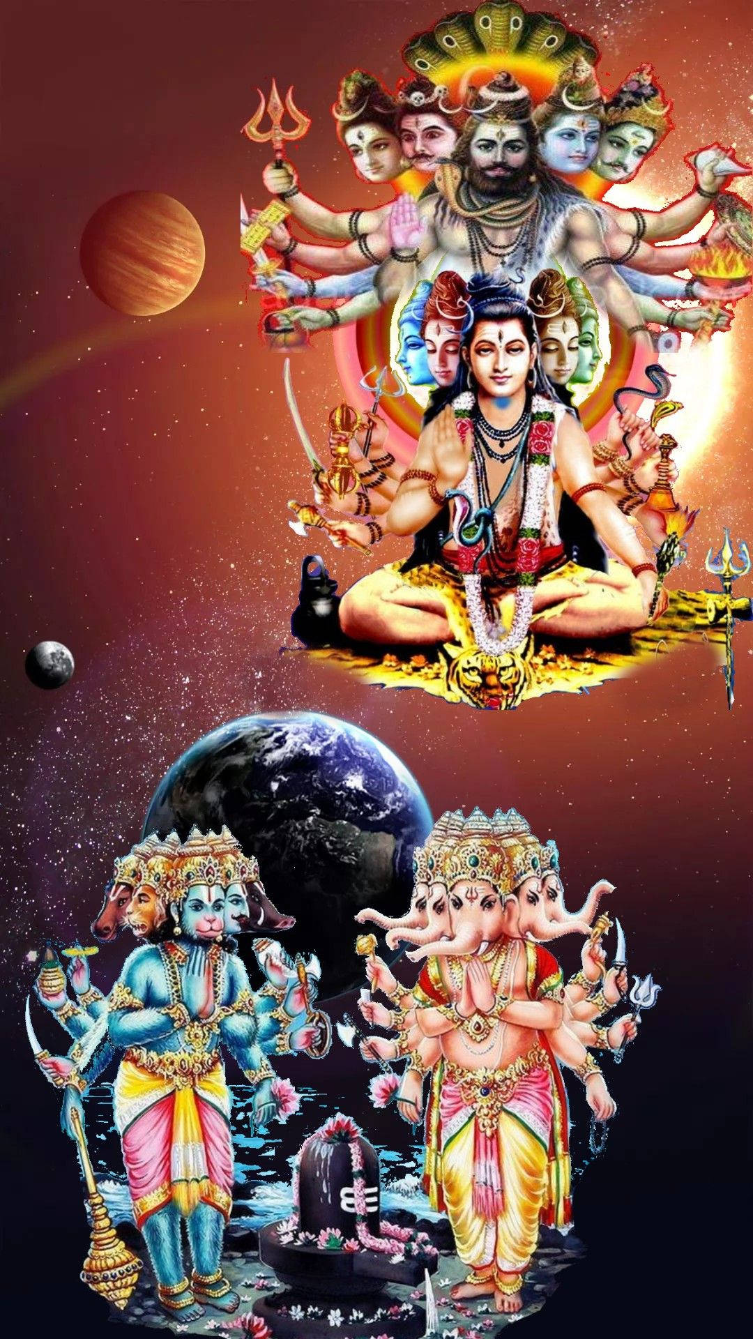 All Hindu Gods In Space Wallpaper