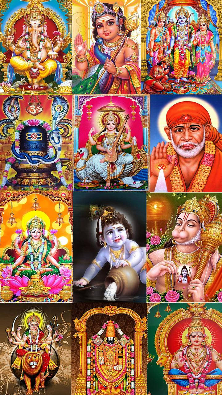 All Hindu Gods Postcard Collage Wallpaper