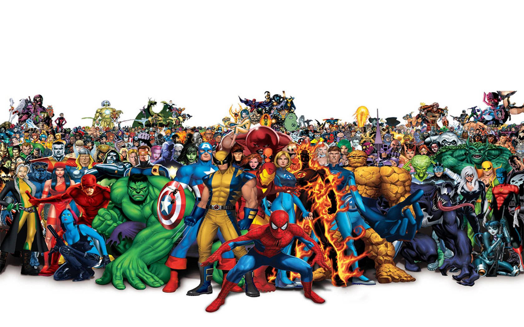 Alle Marvel Superheltes Og Skurke Tapet Wallpaper