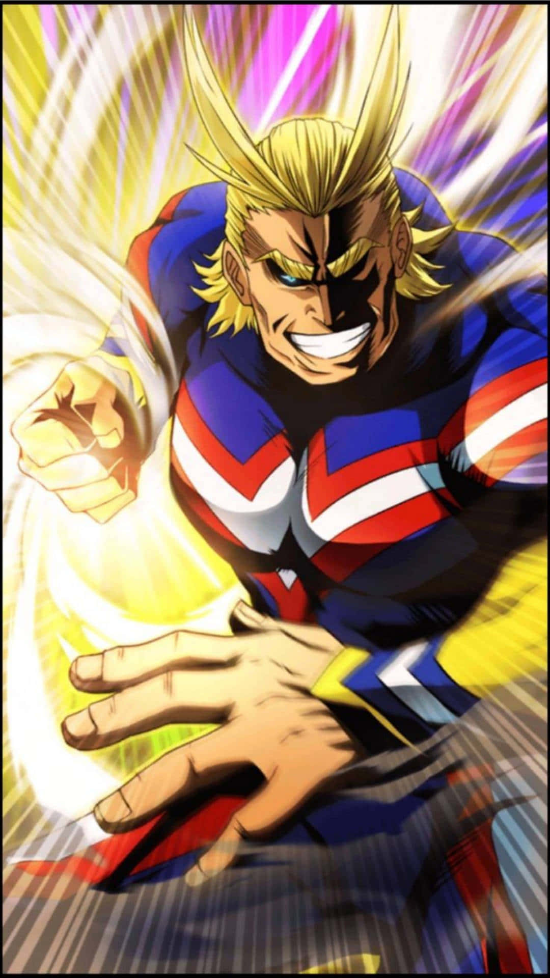 "I am here to protect you! All Might unleashes his Quirk with a mighty roar"
