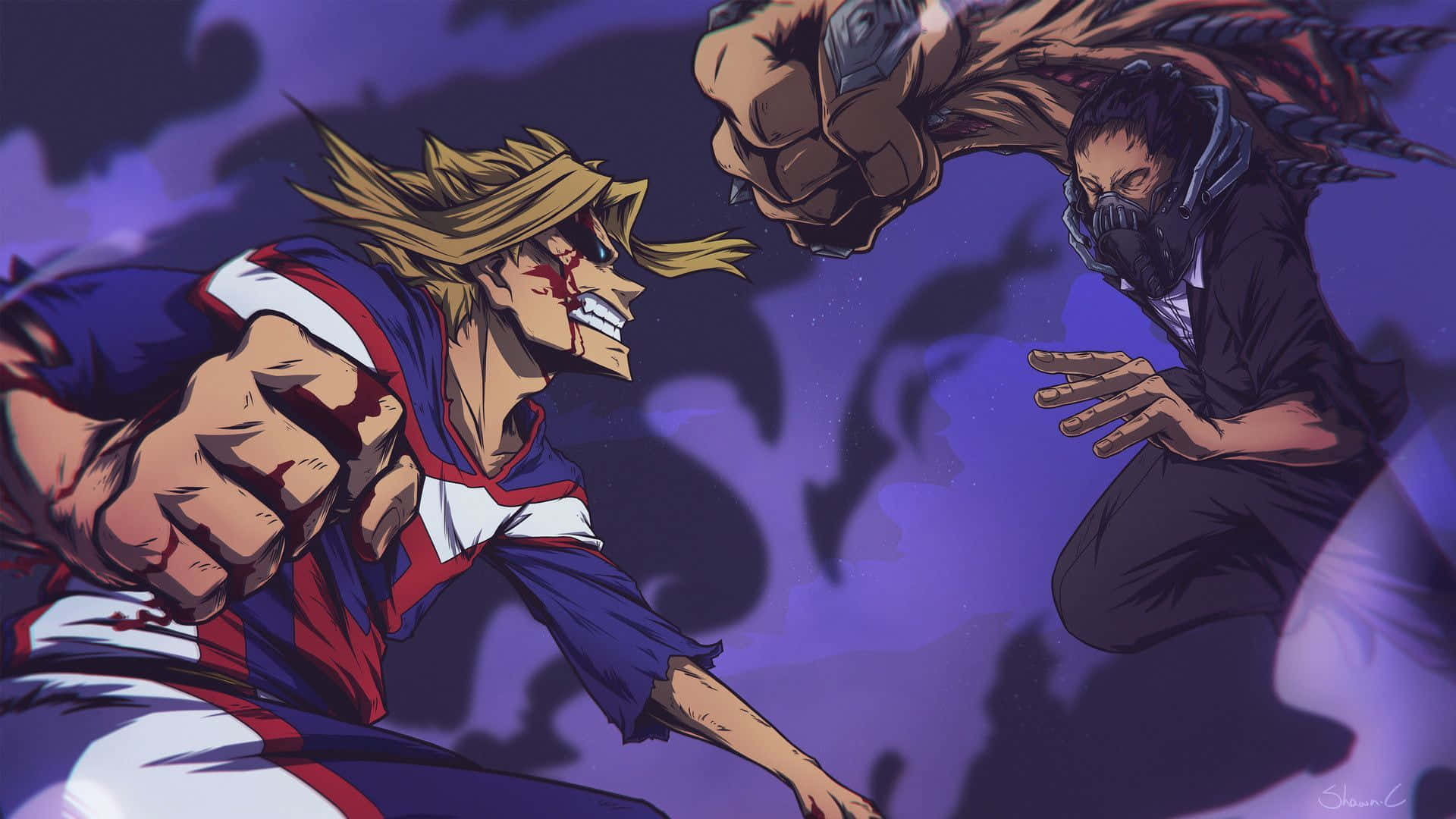 All Might Fighting Enemies Picture