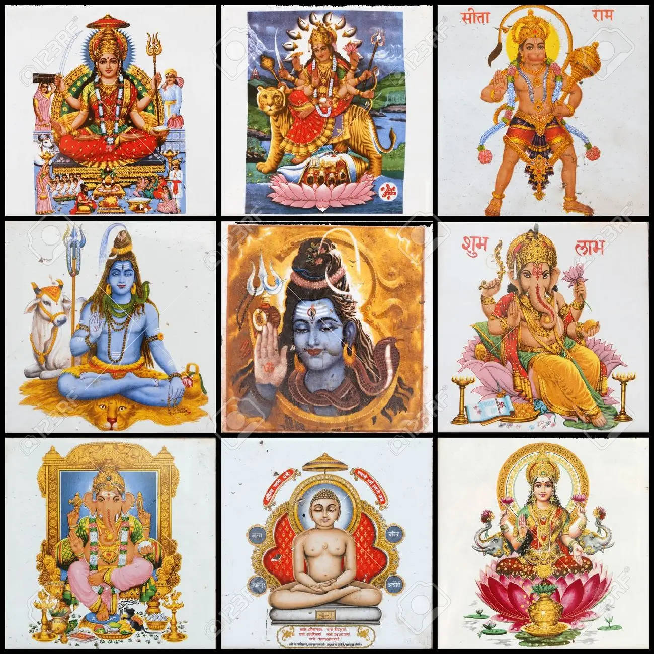 All Nine Major Hindu Gods Devas Wallpaper
