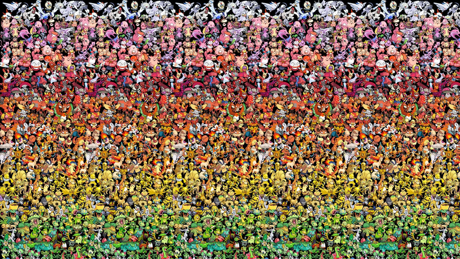 Et farverigt mønster af små kvadrater, der danner rundt om skærmen.