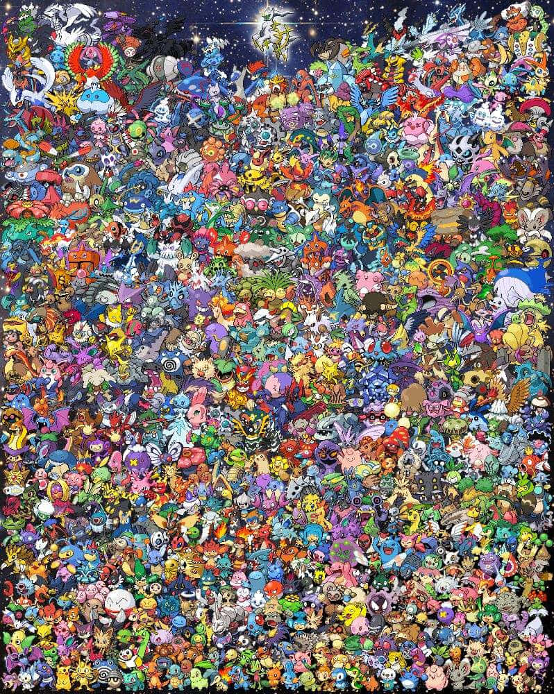 Mange farverige og vidunderlige skabninger af Alle Pokemon.