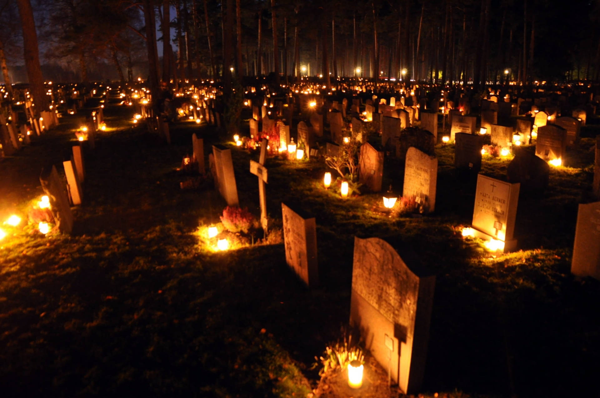 All Saints Day Candle Gravestones Wallpaper