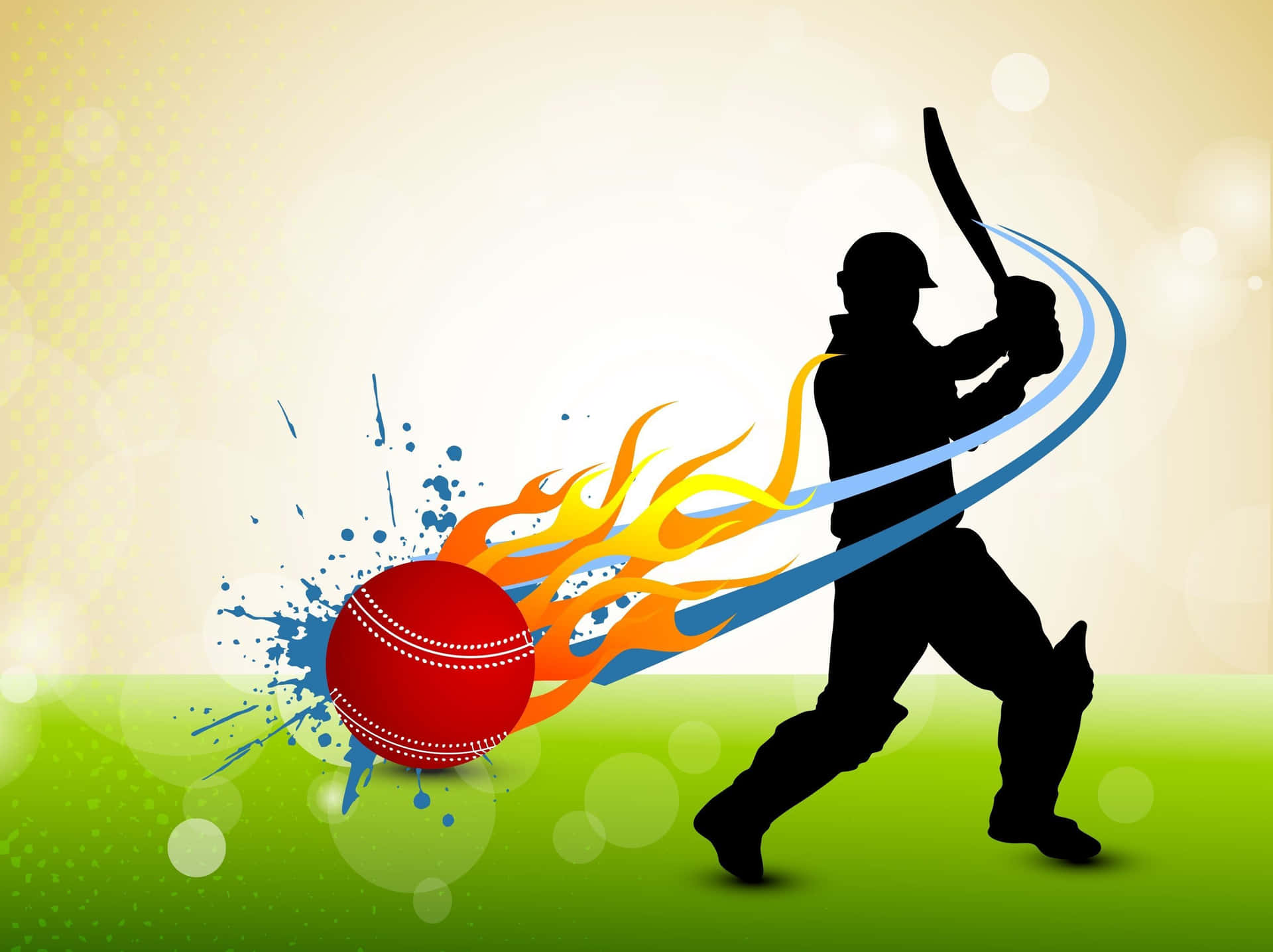 Cricket Player Hitting A Ball With Flames Wallpaper