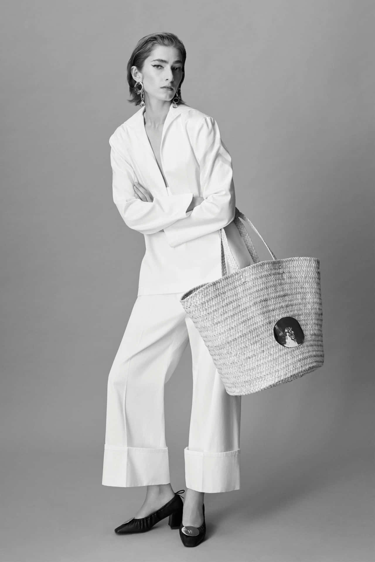 All-white Patou Outfit With Bag Wallpaper