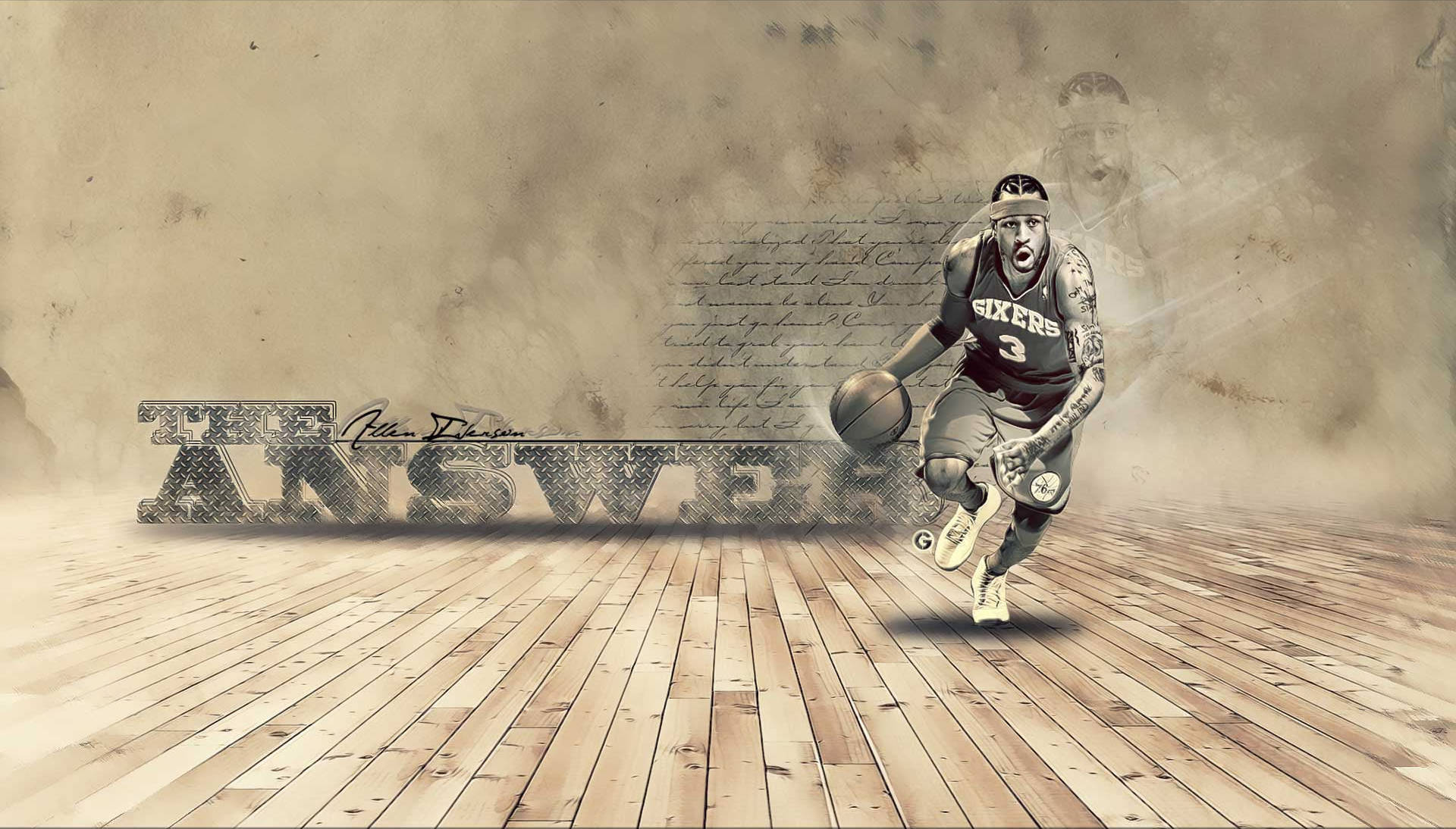 Allen Iverson Against The Answer Graphic Wallpaper