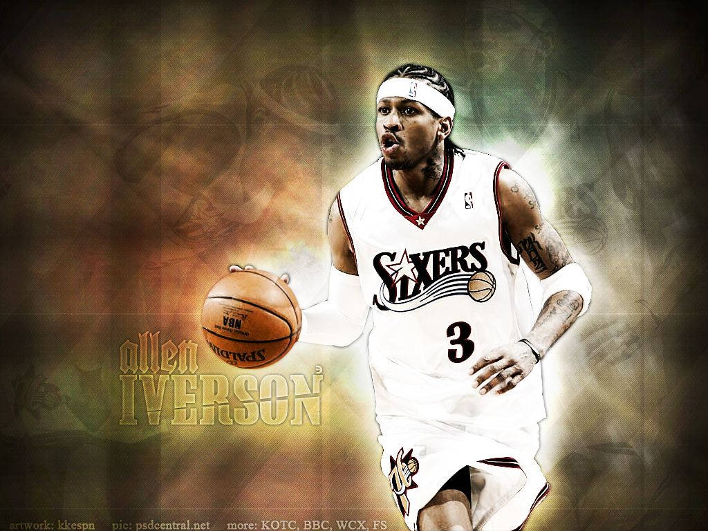 Allen Iverson Ball On Right Hand Background