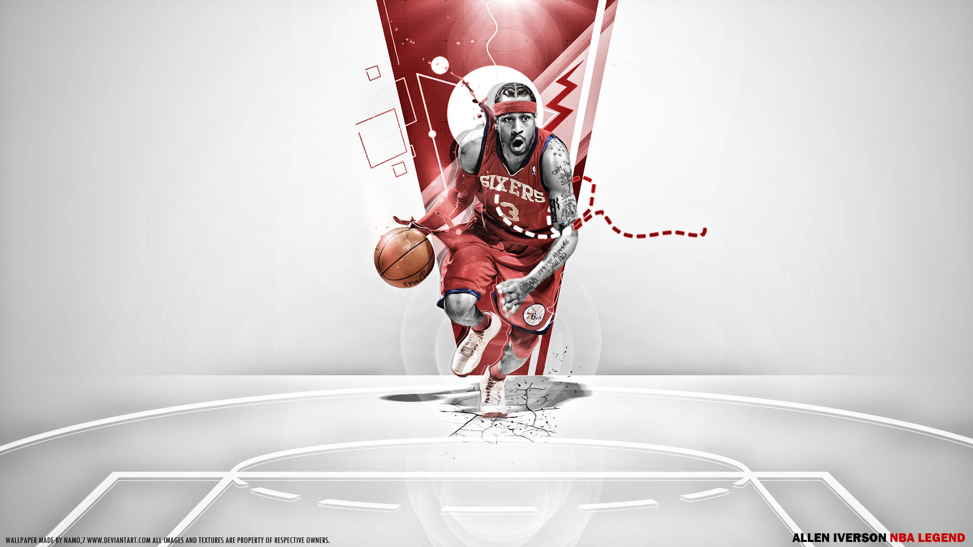 Allen Iverson In Red Modern Abstract Wallpaper