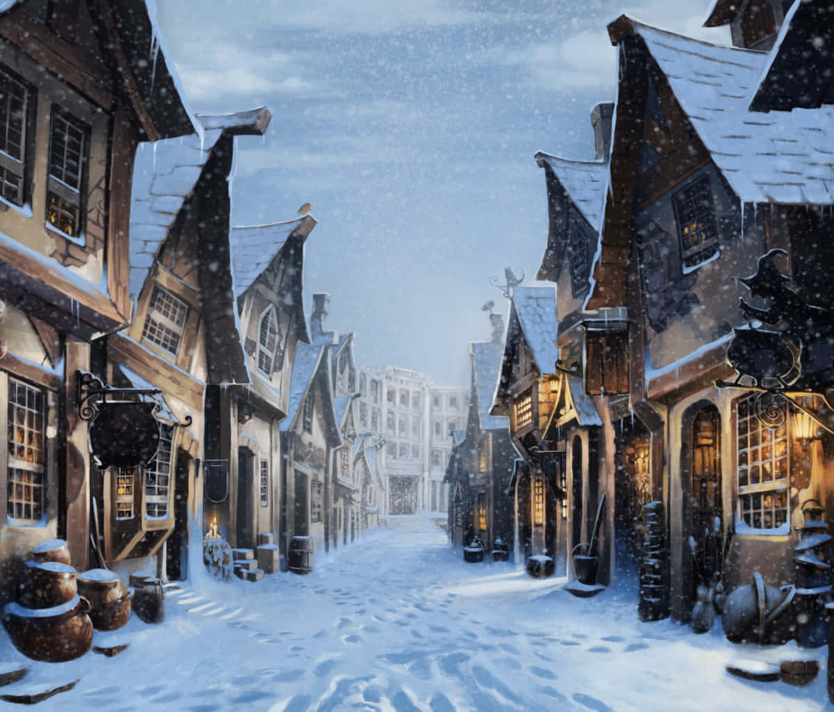 Hogsmeade During Winter Alley Background