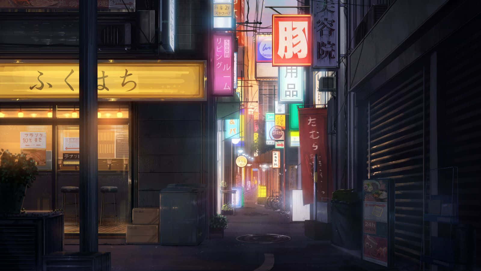 Japanese Shop Signs Alley Background