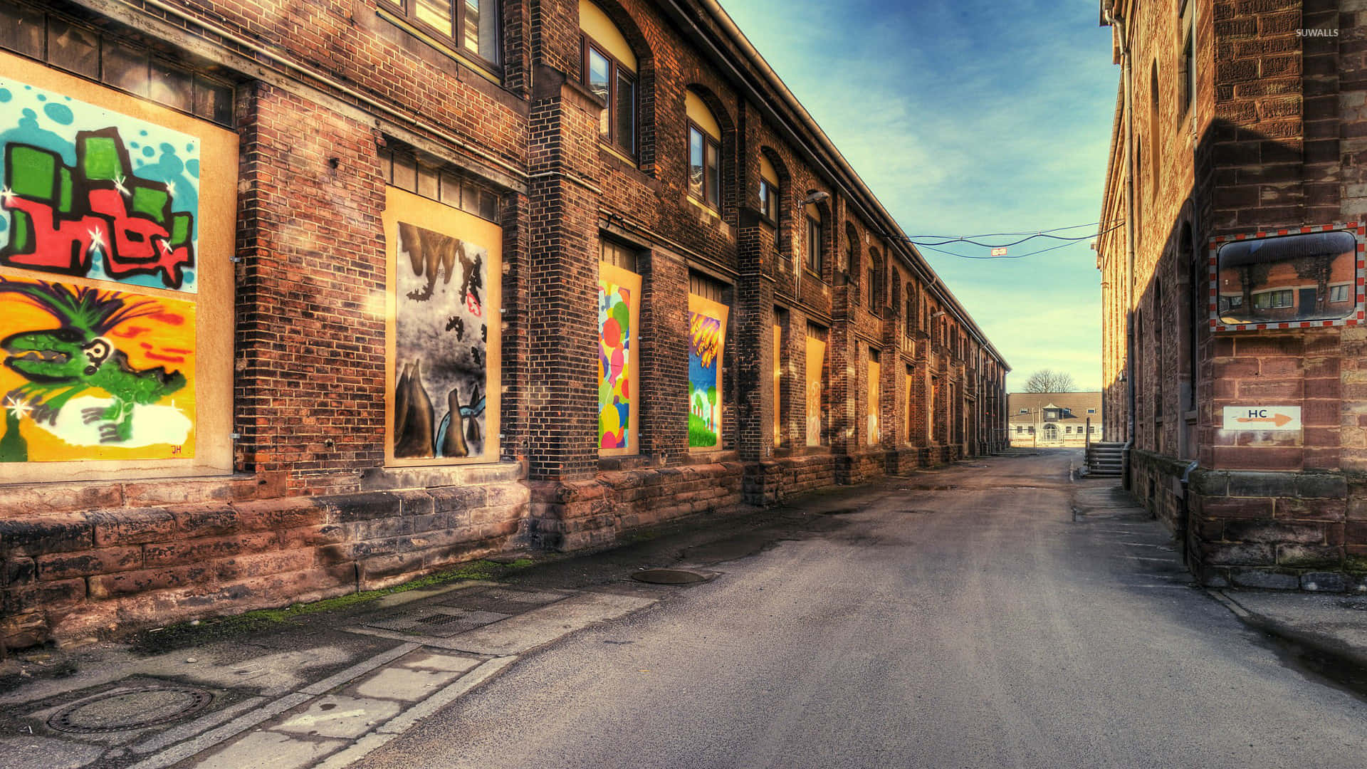 Buildings With Graffiti Art Alley Background