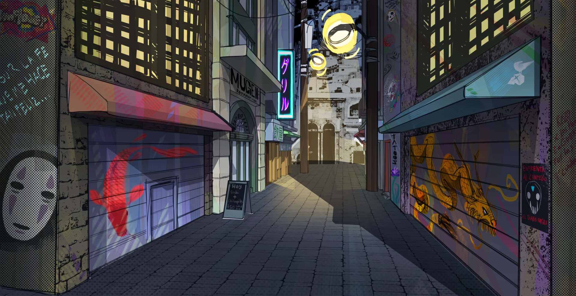 Anime Digital Art Alley Background