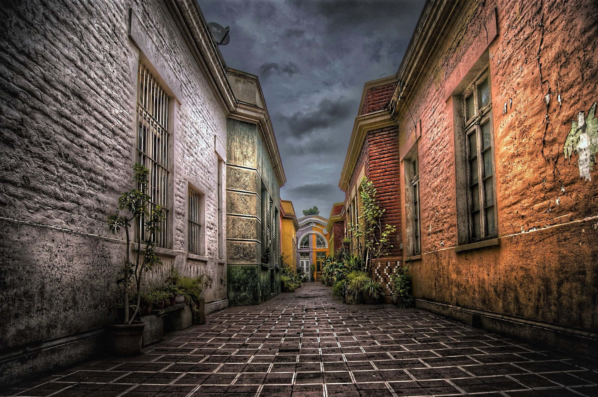 European Houses Alley Background