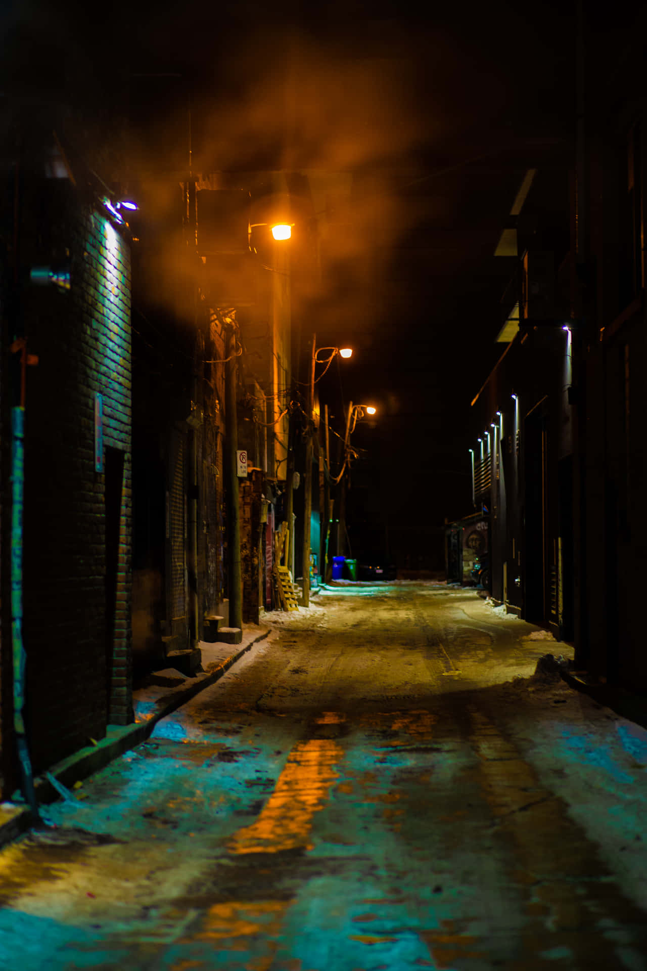 One Street Light Alley Background