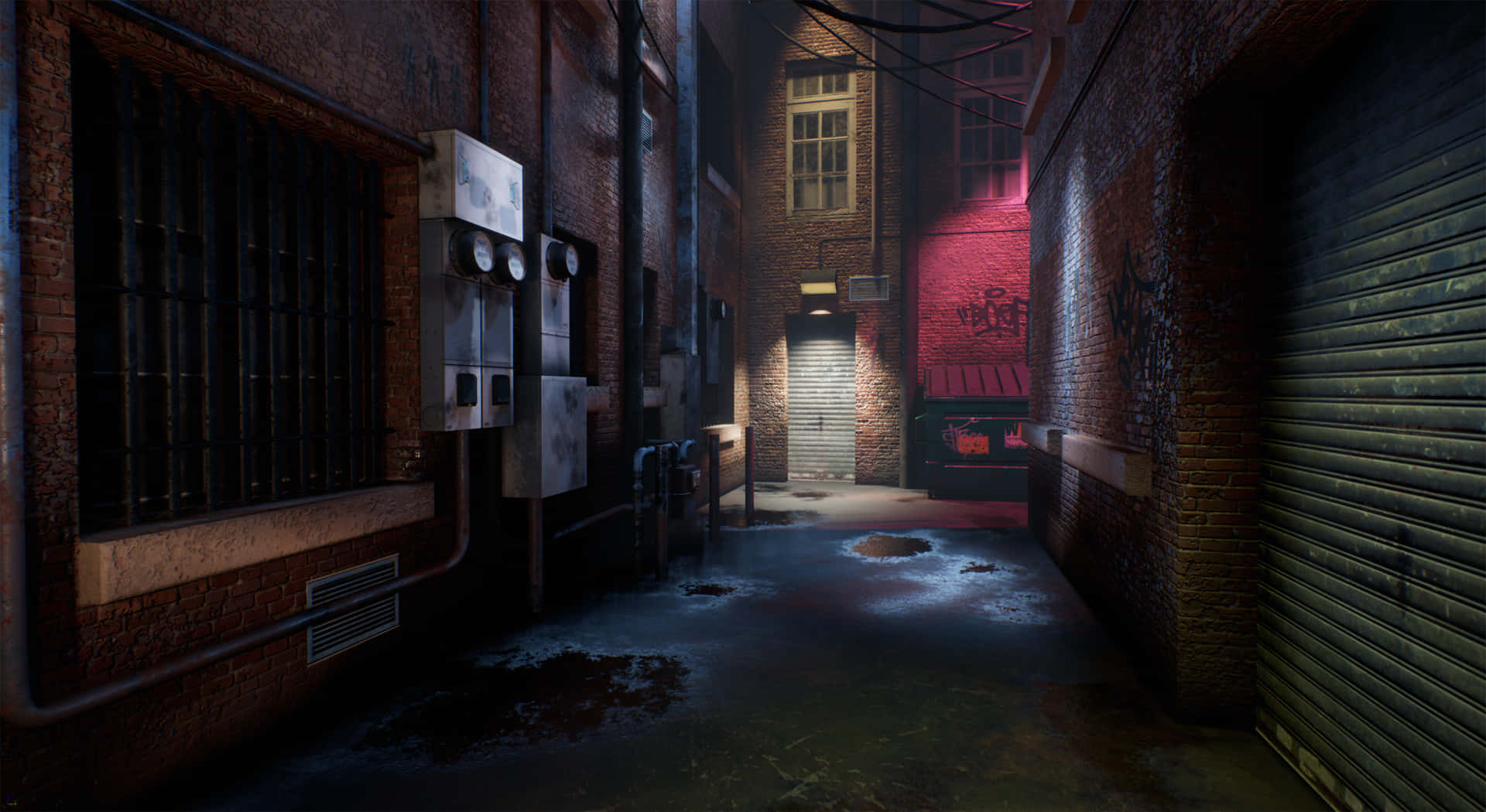 "A sinister alleyway waits in the dark"