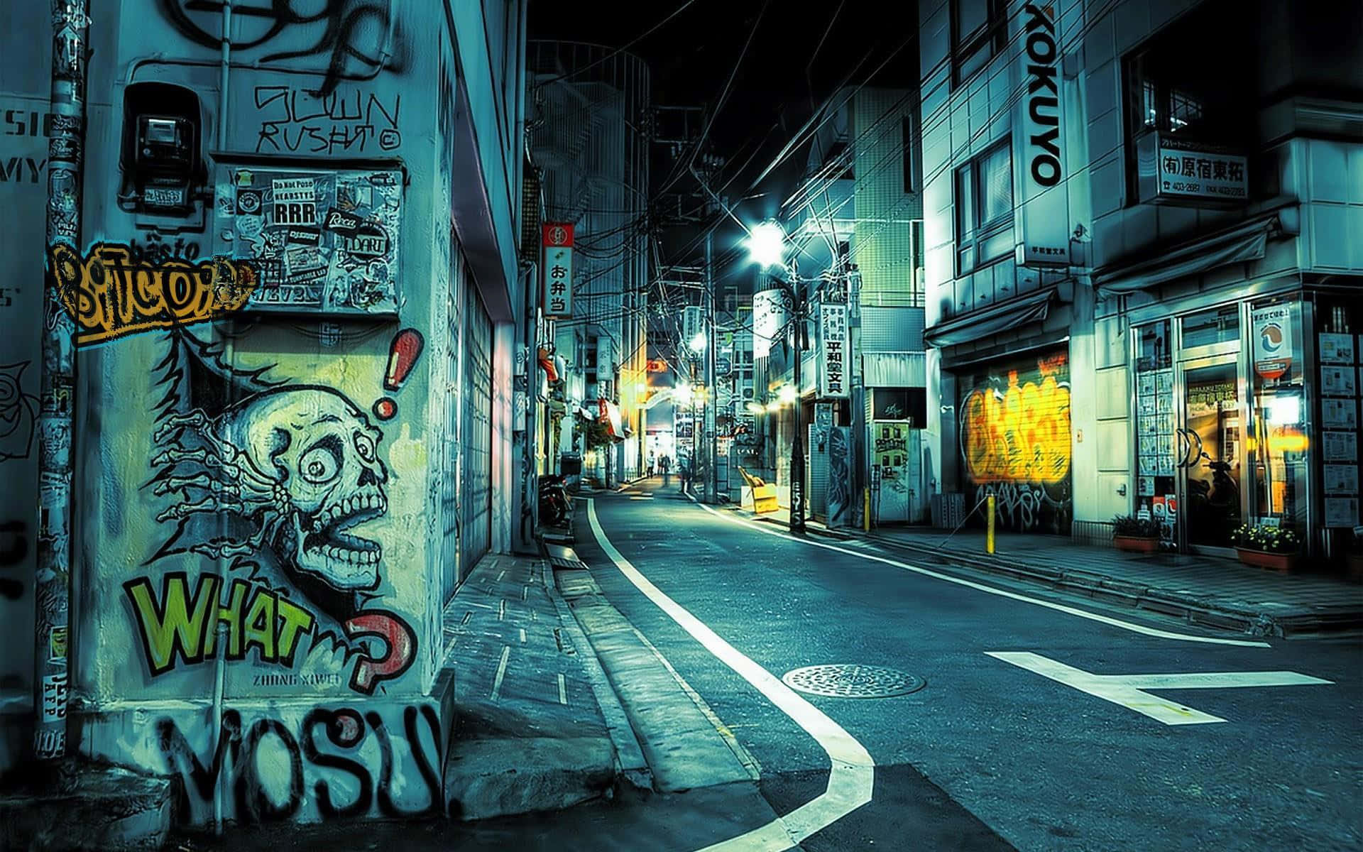 A Street With Graffiti