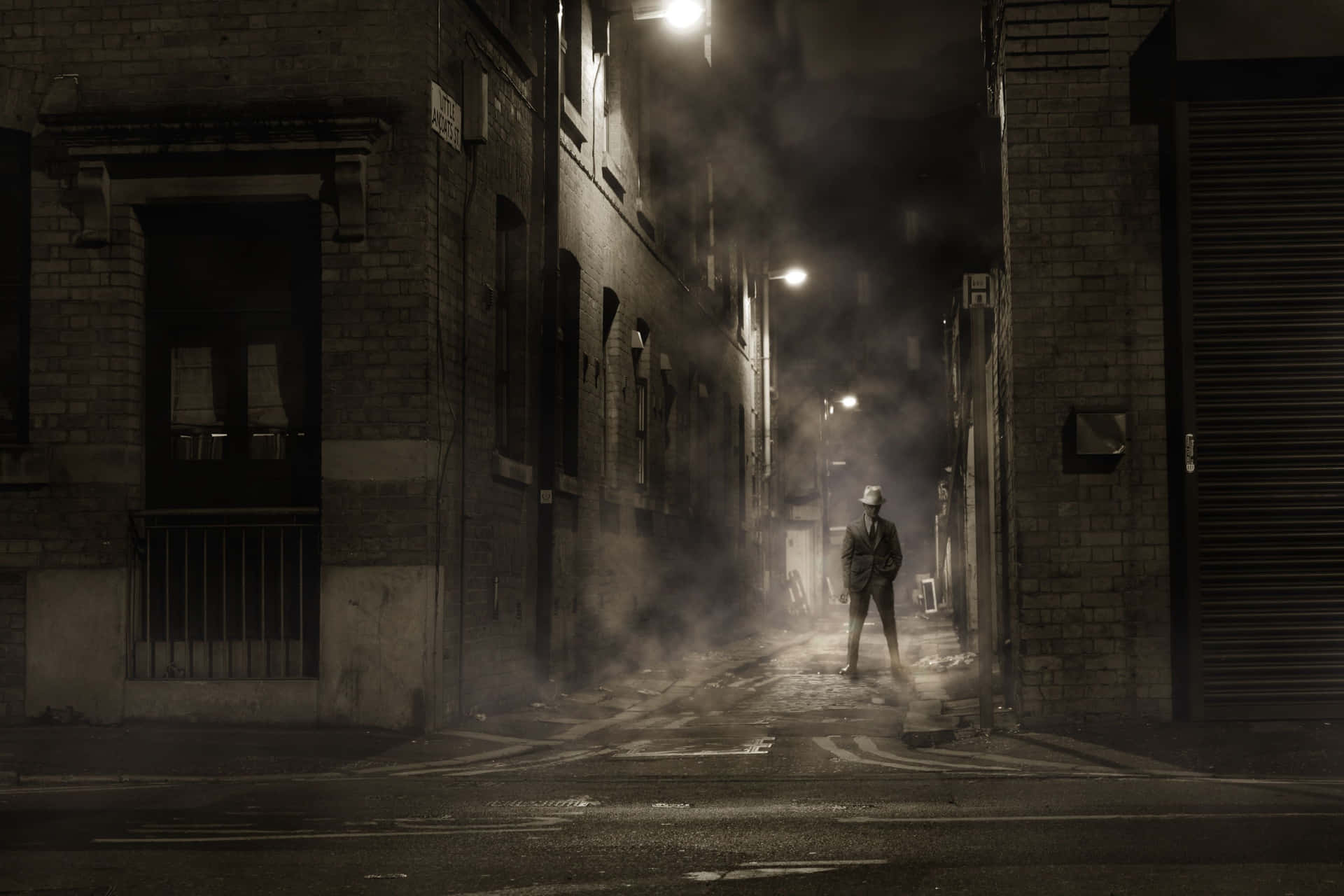 A Man Walking Down A Dark Alley