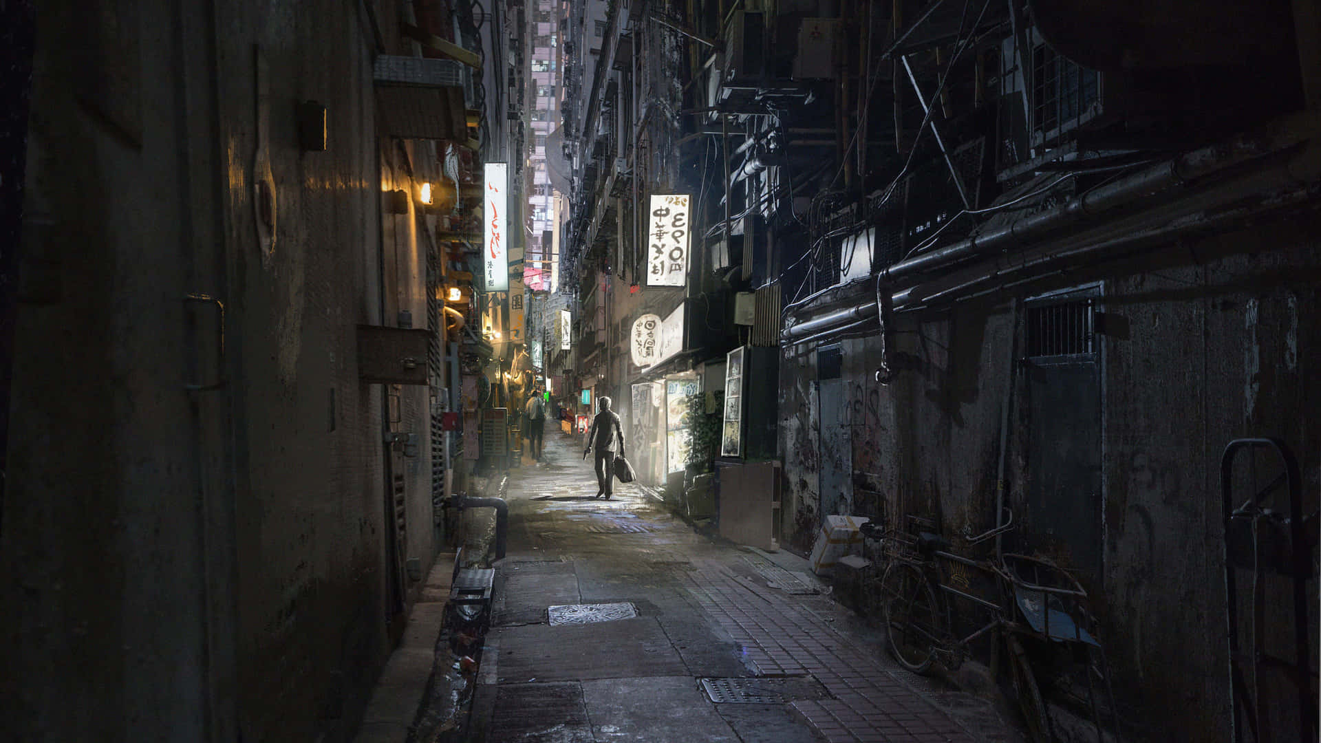A Dark Alley With A Lot Of Buildings