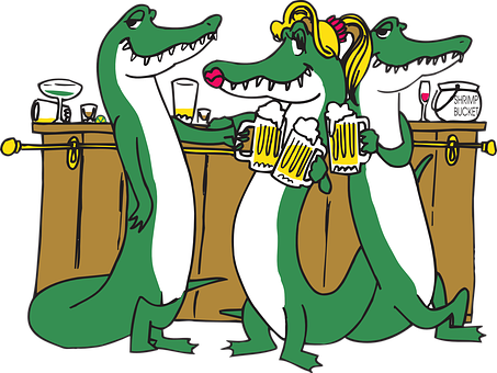 Alligator Bar Cartoon Fun PNG