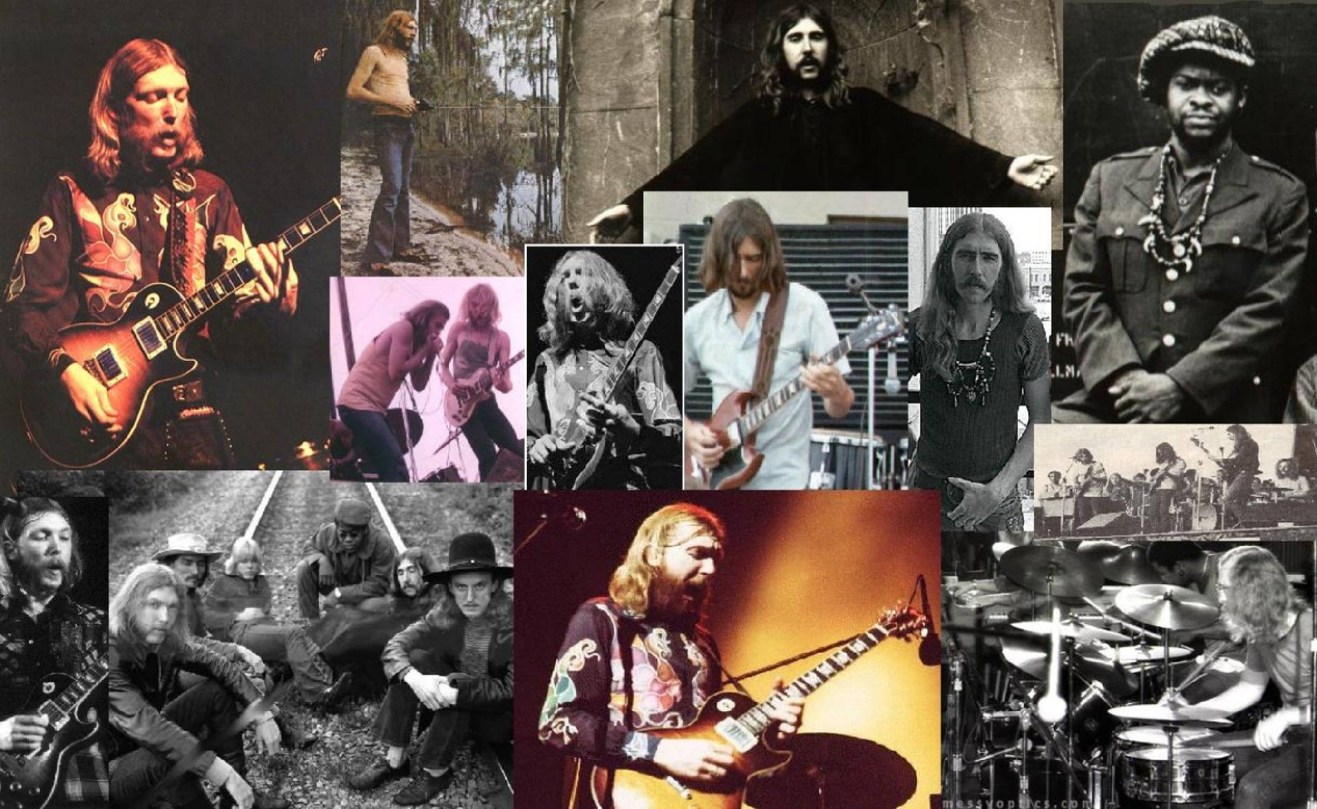 Allman Brothers Band Medlemmer Collage Wallpaper