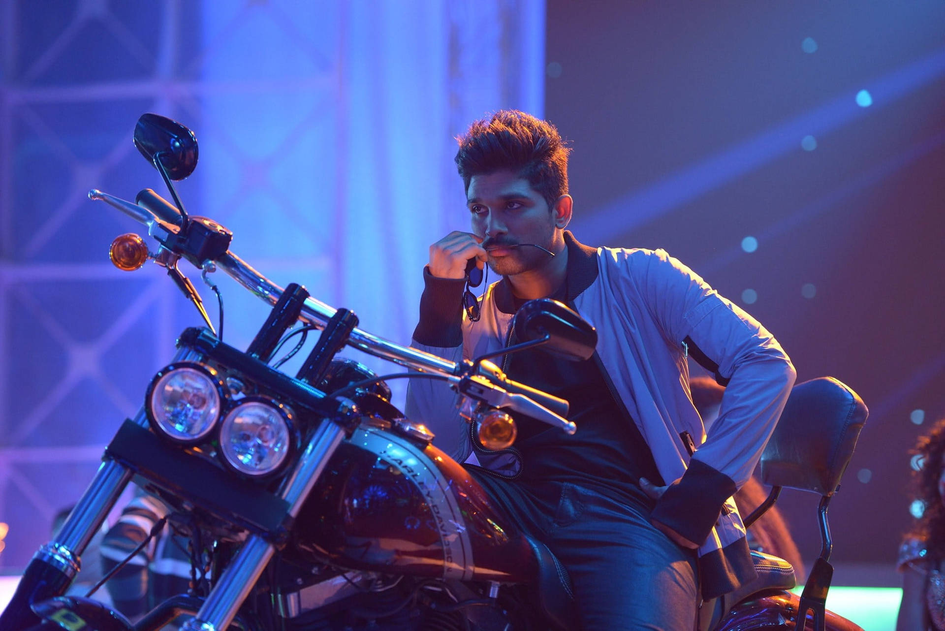Allu Arjun Hd Motorcycle On Stage