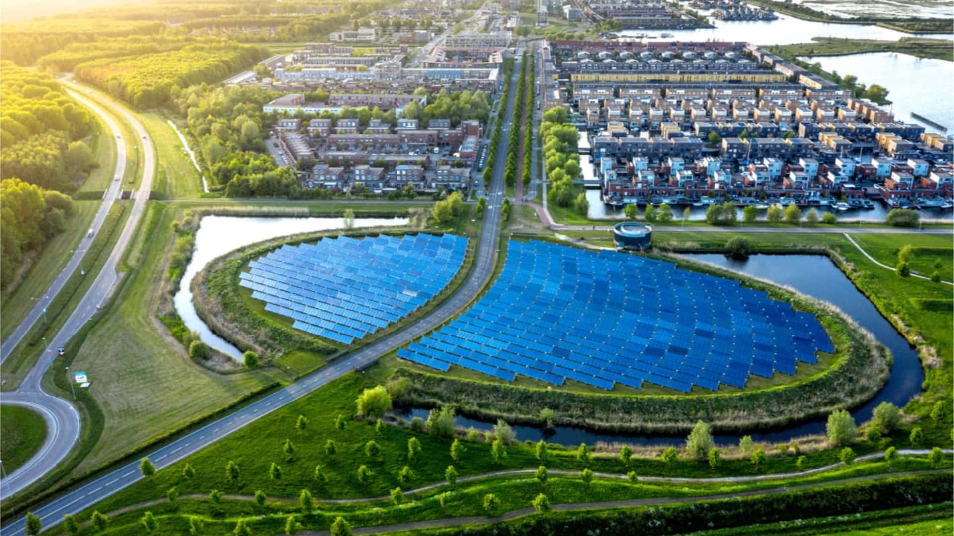 Almere Solar Park Aerial View Wallpaper