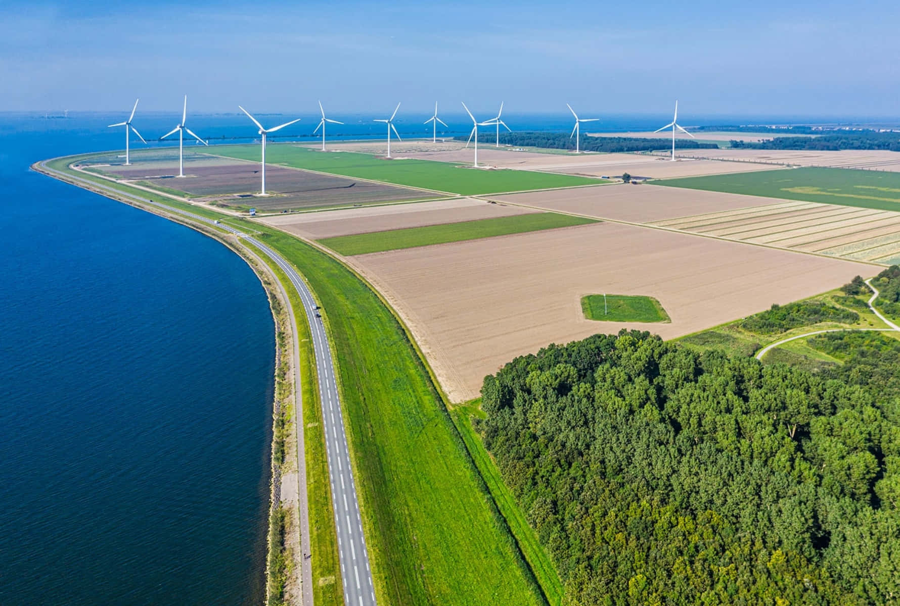 Almere Wind Turbines Aerial View Wallpaper