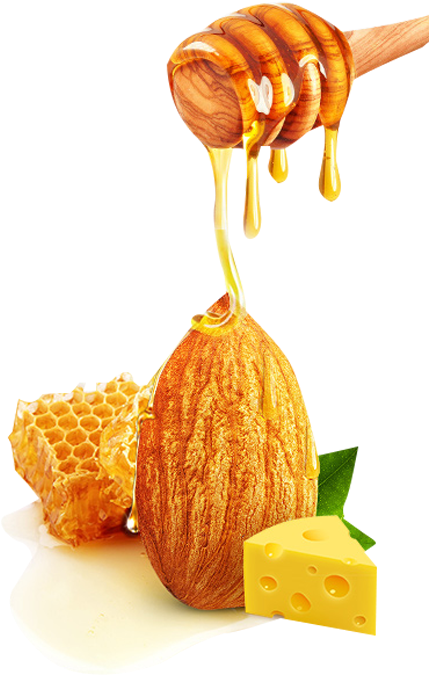 Almond Honey Cheese Combination PNG