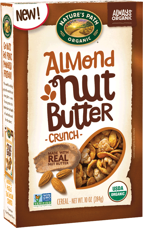 Almond Nut Butter Crunch Cereal Box PNG