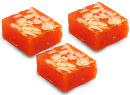 Almond Topped Orange Turkish Delight PNG
