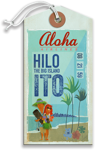 Aloha Airlines Hilo Big Island Luggage Tag PNG