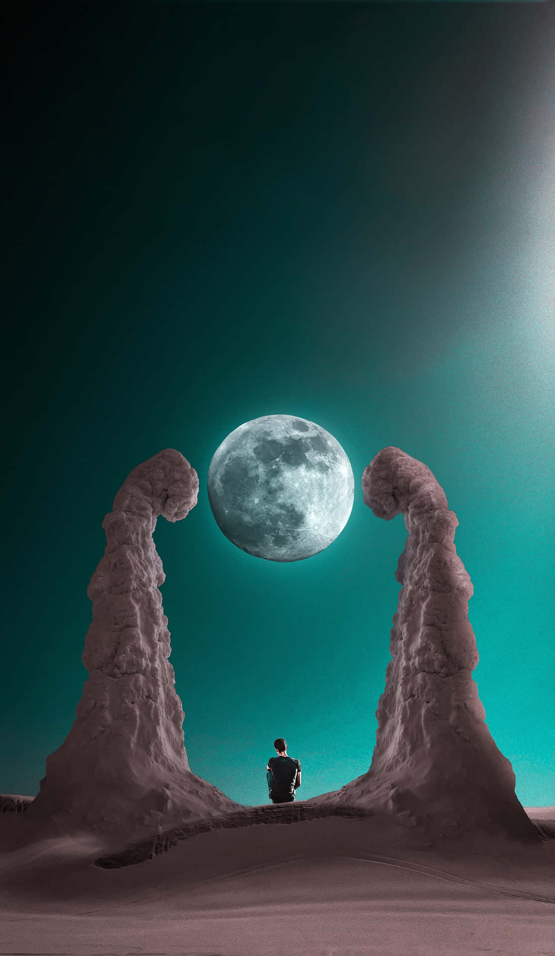 Alone Boy With Full Moon Picture