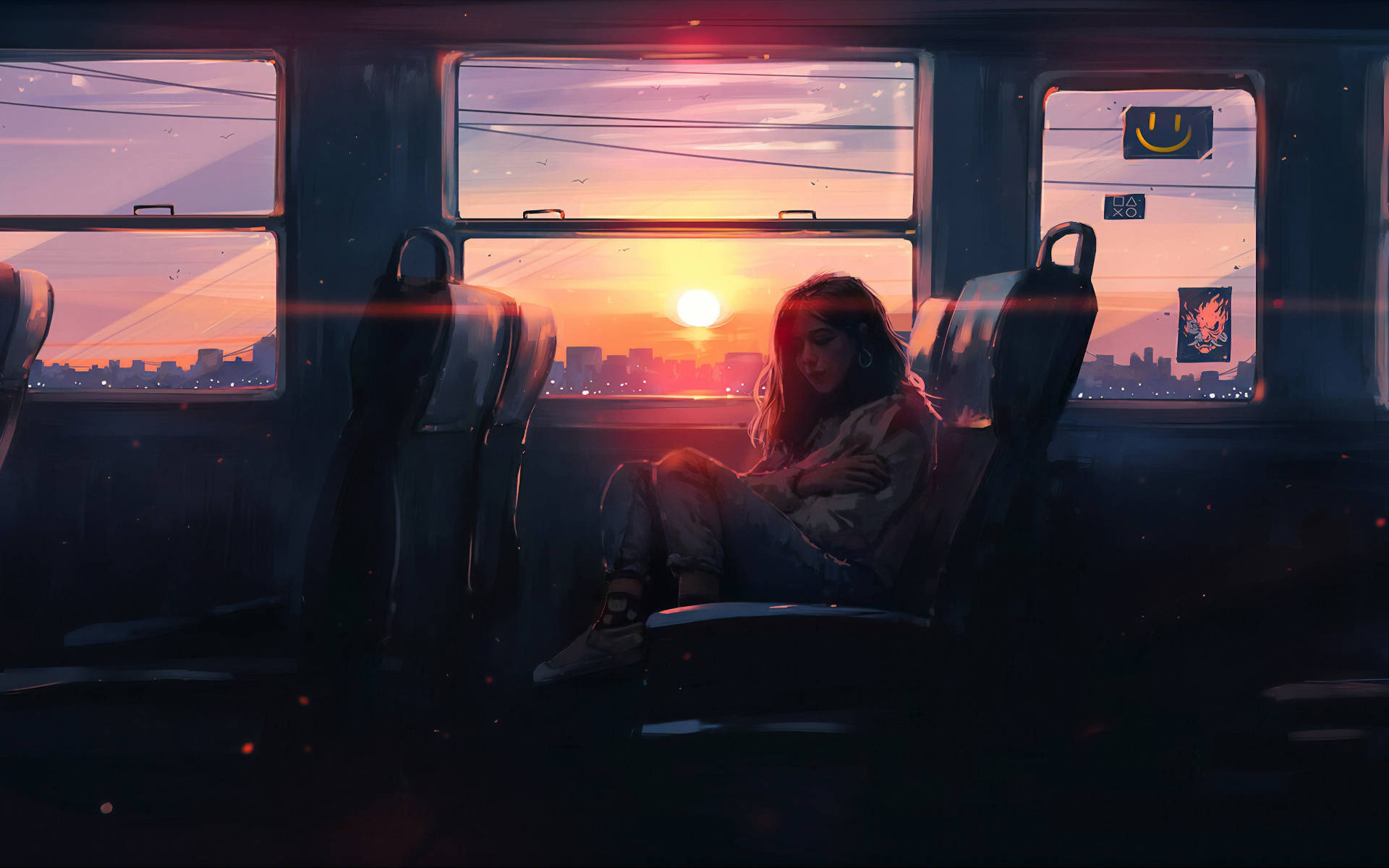 Alone On The Bus Comic Art Background