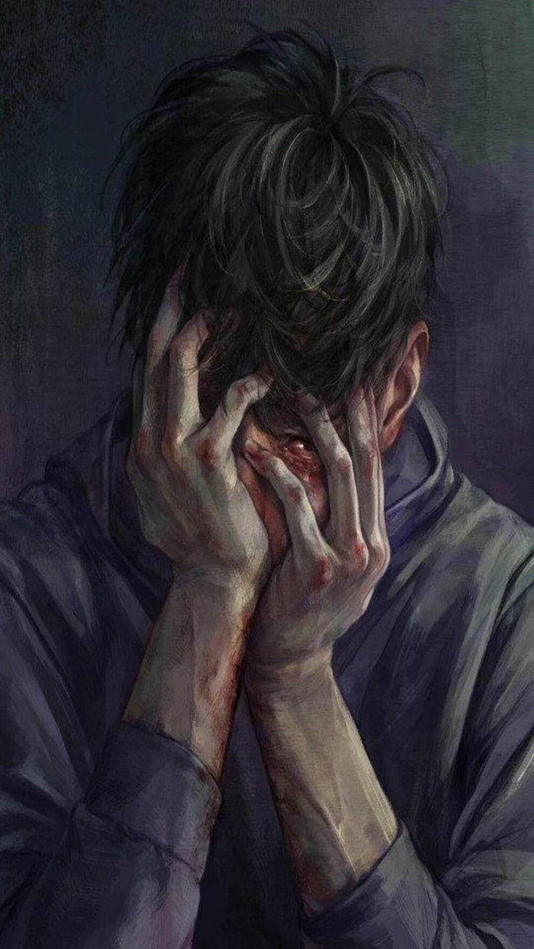 Download Alone Sad Anime Boys Awesome Painting Wallpaper  Wallpaperscom