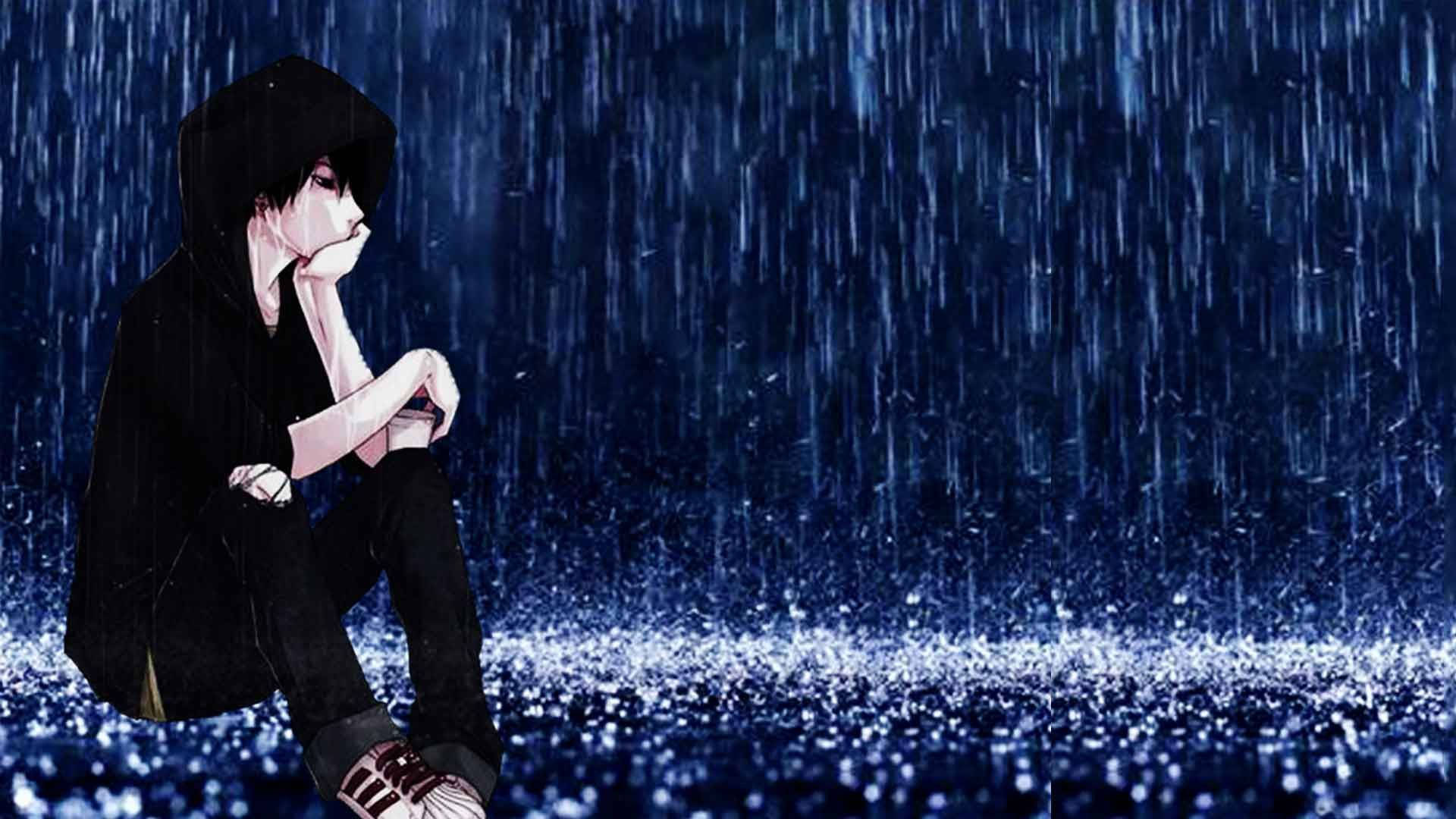 Alone Sad Anime Boys In The Rain Wallpaper