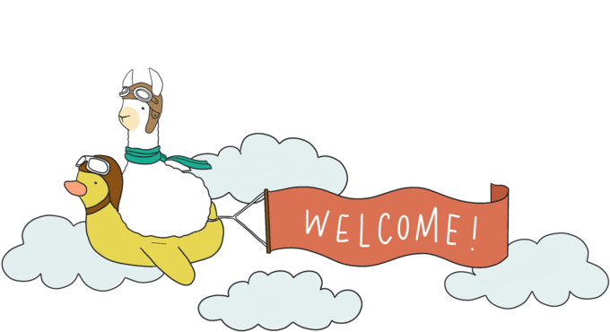 Alpaca Riding Duck Welcome Banner PNG