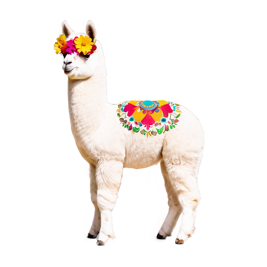 Alpaca With Flowers Png Wnh17 PNG