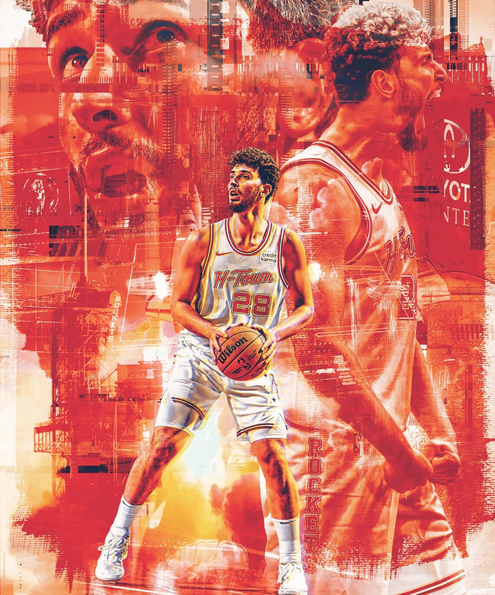 Download Alperen Sengun Houston Rockets Artwork Wallpaper | Wallpapers.com