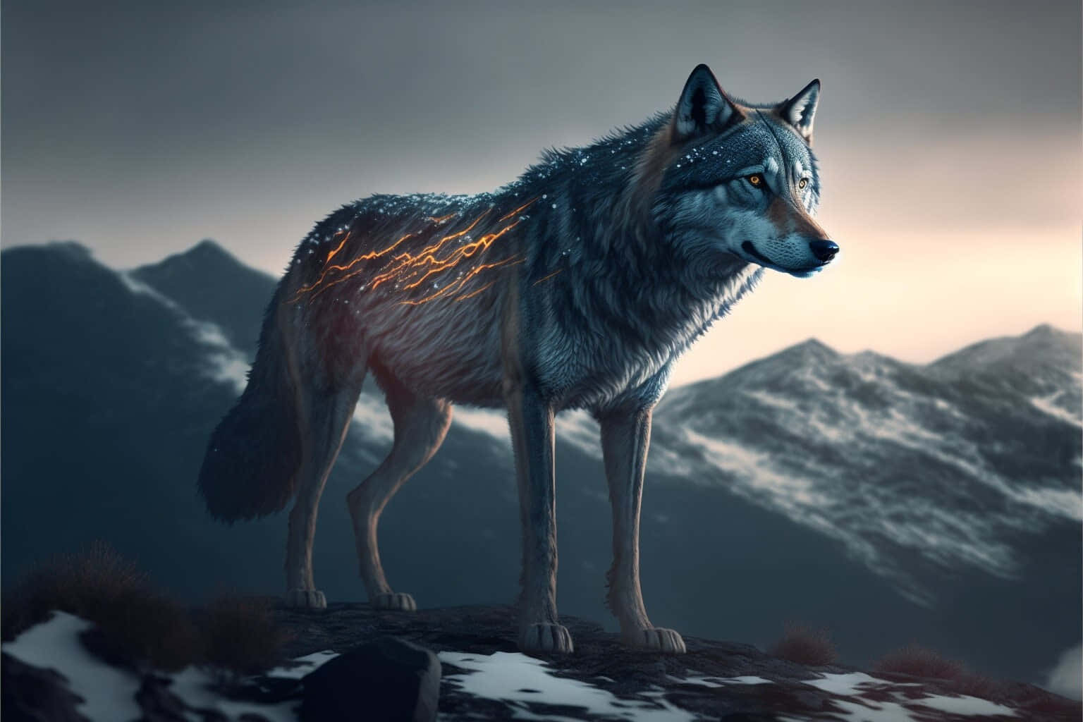 Dominant Alpha Wolf in Its Natural Habitat Wallpaper